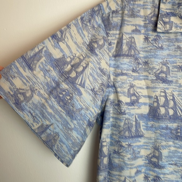 NWT Men’s Saddlebred Button Down Dress Shirt Pirate Ships Theme Size Large - Picture 6 of 10